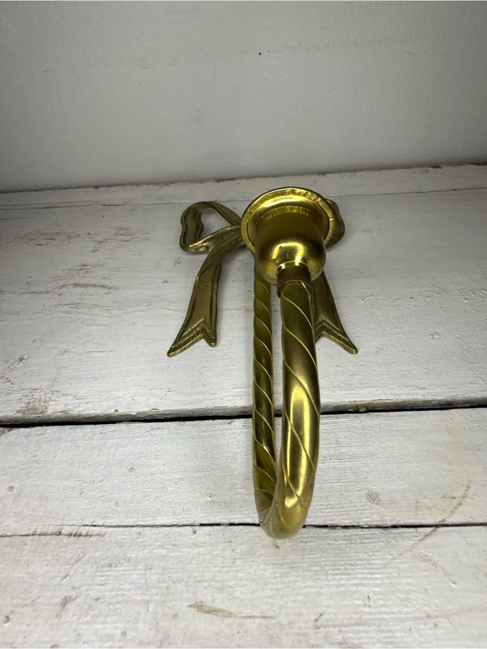 Vintage MCM Brass Bow Wall Sconce Candle Holder 8” Tall, Hollywood Regency Decor
